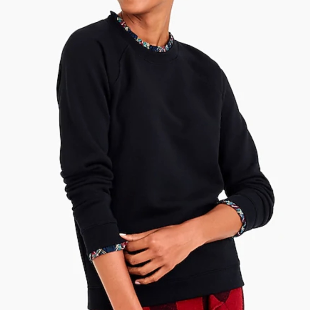 J. Crew Black Sweatshirt Ruffle Neck Pullover